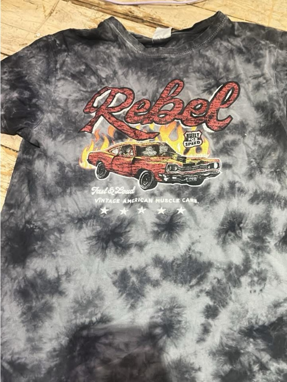 Urban Planet Black & Gray Tie-Dye 'Rebel' Muscle Car Graphic Tee